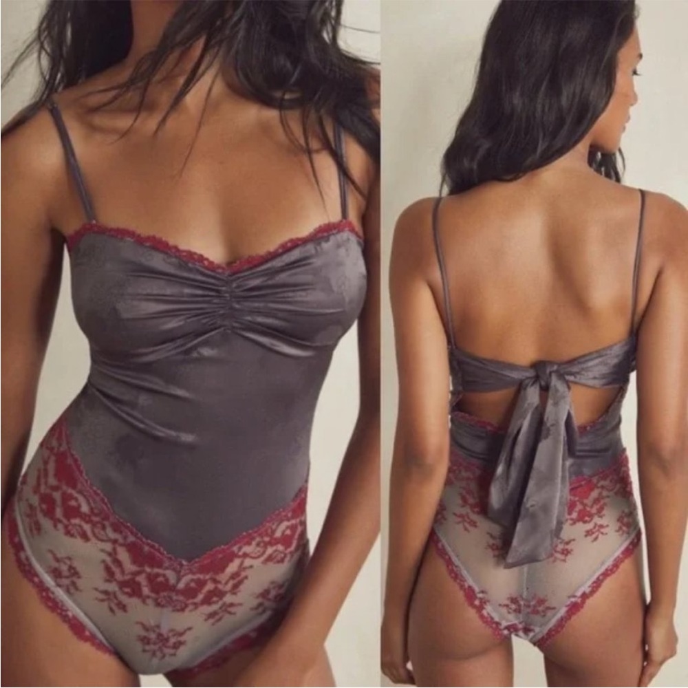 Free People Cocktail Hour Bodysuit Frosted Fig XS